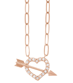 88290 Necklace Set 14K Rose Round Natural Diamond 1.2Mm 18 Ctw I1, G-H 16 In Polished Heart And Arrow Necklace