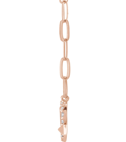 88290 Necklace Set 14K Rose Round Natural Diamond 1.2Mm 18 Ctw I1, G-H 16 In Polished Heart And Arrow Necklace