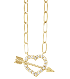 88290 Necklace Set 14K Yellow Round Natural Diamond 1.2Mm 18 Ctw I1, G-H 16 In Polished Heart And Arrow Necklace