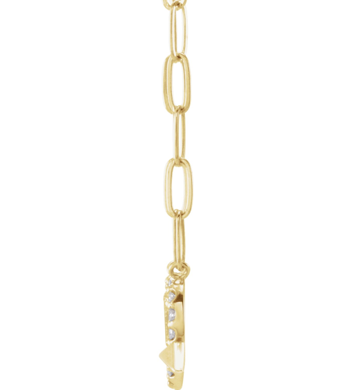 88290 Necklace Set 14K Yellow Round Natural Diamond 1.2Mm 18 Ctw I1, G-H 16 In Polished Heart And Arrow Necklace