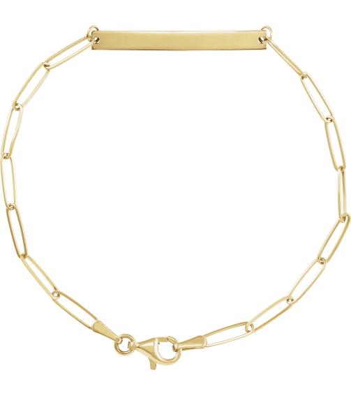 Brc903 Bracelet 14K Yellow 30 X 3.5 Mm 7 In Polished Engravable Skinny Bar Bracelet