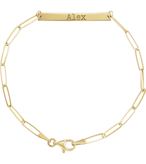 Brc903 Bracelet 14K Yellow 30 X 3.5 Mm 7 In Polished Engravable Skinny Bar Bracelet