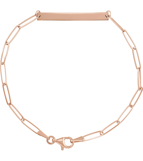 Brc903 Bracelet 14K Rose 30 X 3.5 Mm 7 In Polished Engravable Skinny Bar Bracelet