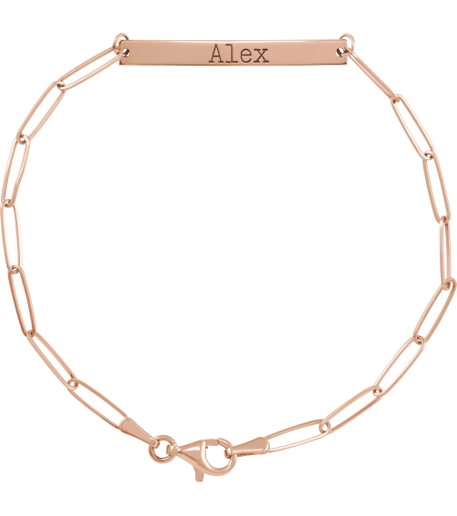Brc903 Bracelet 14K Rose 30 X 3.5 Mm 7 In Polished Engravable Skinny Bar Bracelet