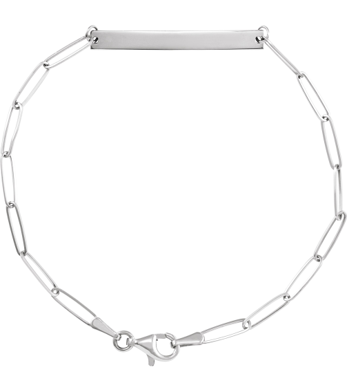 Brc903 Bracelet 14K White 30 X 3.5 Mm 7 In Polished Engravable Skinny Bar Bracelet
