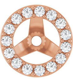 88306 Set 14K Rose 4.5 Mm Pair Polished 15 Ctw Natural Diamond Halo-Style Earring Jackets