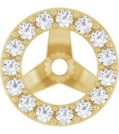 88306 Set 14K Yellow 4.5 Mm Pair Polished 15 Ctw Natural Diamond Halo-Style Earring Jackets