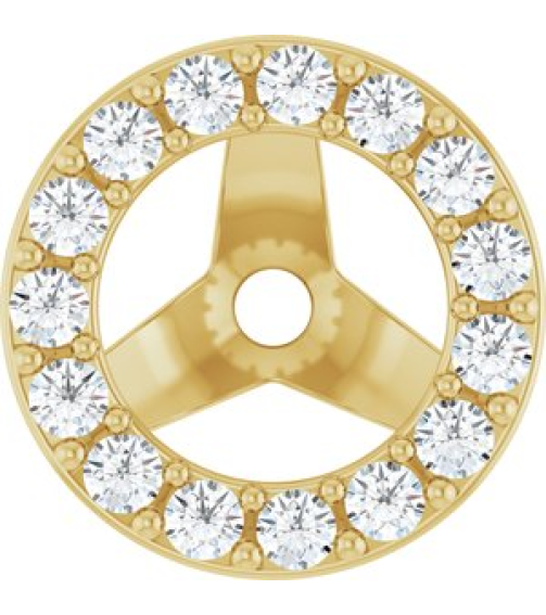 88306 Set 14K Yellow 4.5 Mm Pair Polished 15 Ctw Natural Diamond Halo-Style Earring Jackets