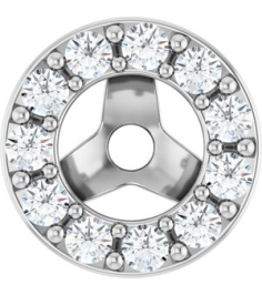 88306 Set 14K White 3 Mm Pair Polished 16 Ctw Natural Diamond Halo-Style Earring Jackets