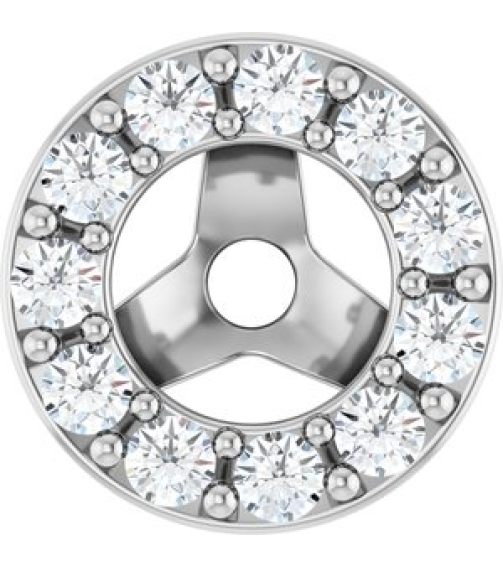 88306 Set 14K White 3 Mm Pair Polished 16 Ctw Natural Diamond Halo-Style Earring Jackets