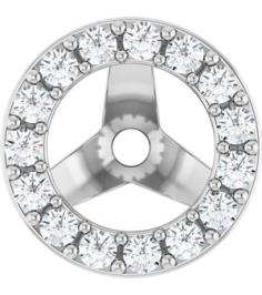 88306 Set 14K White 4.5 Mm Pair Polished 15 Ctw Natural Diamond Halo-Style Earring Jackets