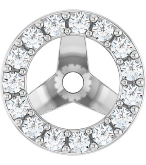 88306 Set 14K White 4.5 Mm Pair Polished 15 Ctw Natural Diamond Halo-Style Earring Jackets