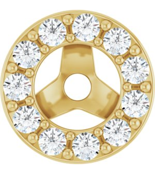 88306 Set 14K Yellow 3 Mm Pair Polished 16 Ctw Natural Diamond Halo-Style Earring Jackets