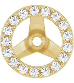 88306 Set 14K Yellow 5.5 Mm Pair Polished 15 Ctw Natural Diamond Halo-Style Earring Jackets