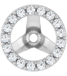 88306 Set 14K White 5.5 Mm Pair Polished 15 Ctw Natural Diamond Halo-Style Earring Jackets