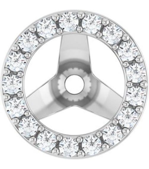 88306 Set 14K White 5.5 Mm Pair Polished 15 Ctw Natural Diamond Halo-Style Earring Jackets
