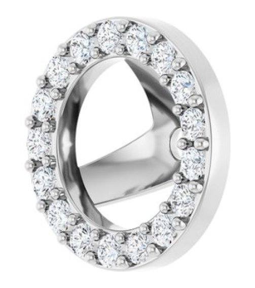88306 Set 14K White 5.5 Mm Pair Polished 15 Ctw Natural Diamond Halo-Style Earring Jackets