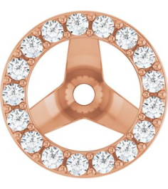 88306 Set 14K Rose 5.5 Mm Pair Polished 15 Ctw Natural Diamond Halo-Style Earring Jackets