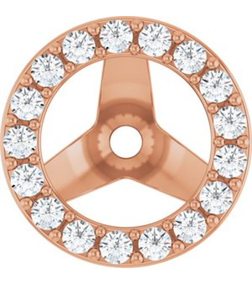 88306 Set 14K Rose 5.5 Mm Pair Polished 15 Ctw Natural Diamond Halo-Style Earring Jackets