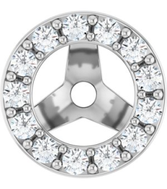 88306 Set 14K White 4 Mm Pair Polished 16 Ctw Natural Diamond Halo-Style Earring Jackets