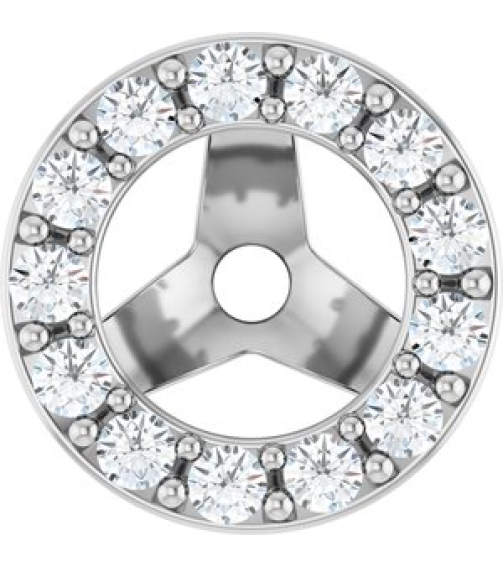 88306 Set 14K White 4 Mm Pair Polished 16 Ctw Natural Diamond Halo-Style Earring Jackets