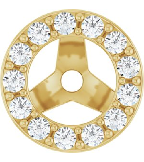 88306 Set 14K Yellow 4 Mm Pair Polished 16 Ctw Natural Diamond Halo-Style Earring Jackets