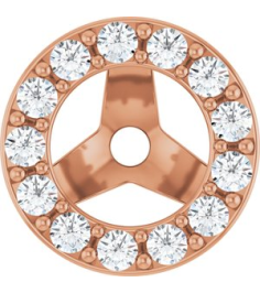 88306 Set 14K Rose 4 Mm Pair Polished 16 Ctw Natural Diamond Halo-Style Earring Jackets