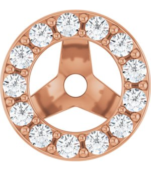 88306 Set 14K Rose 4 Mm Pair Polished 16 Ctw Natural Diamond Halo-Style Earring Jackets