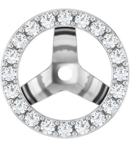 88306 Set 14K White 6.5 Mm Pair Polished 14 Ctw Natural Diamond Halo-Style Earring Jackets