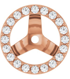 88306 Set 14K Rose 6.5 Mm Pair Polished 14 Ctw Natural Diamond Halo-Style Earring Jackets