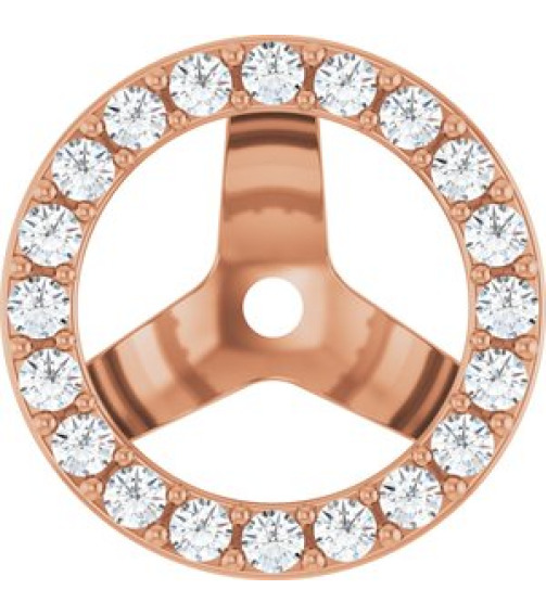88306 Set 14K Rose 6.5 Mm Pair Polished 14 Ctw Natural Diamond Halo-Style Earring Jackets