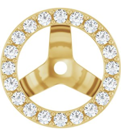 88306 Set 14K Yellow 6.5 Mm Pair Polished 14 Ctw Natural Diamond Halo-Style Earring Jackets