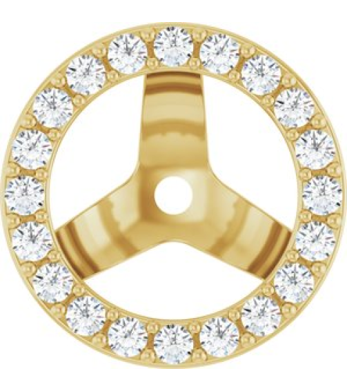 88306 Set 14K Yellow 6.5 Mm Pair Polished 14 Ctw Natural Diamond Halo-Style Earring Jackets