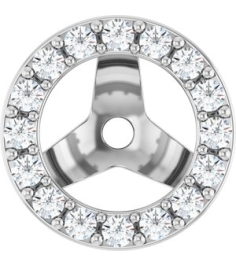 88306 Set 14K White 5 Mm Pair Polished 15 Ctw Natural Diamond Halo-Style Earring Jackets