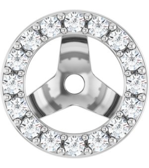 88306 Set 14K White 5 Mm Pair Polished 15 Ctw Natural Diamond Halo-Style Earring Jackets