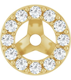 88306 Set 14K Yellow 3.5 Mm Pair Polished 16 Ctw Natural Diamond Halo-Style Earring Jackets