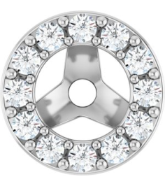 88306 Set 14K White 3.5 Mm Pair Polished 16 Ctw Natural Diamond Halo-Style Earring Jackets