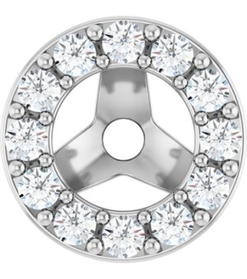 88306 Set 14K White 3.5 Mm Pair Polished 16 Ctw Natural Diamond Halo-Style Earring Jackets