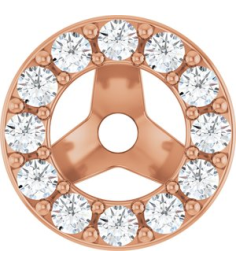 88306 Set 14K Rose 3.5 Mm Pair Polished 16 Ctw Natural Diamond Halo-Style Earring Jackets