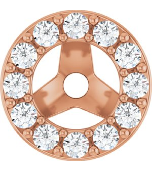 88306 Set 14K Rose 3.5 Mm Pair Polished 16 Ctw Natural Diamond Halo-Style Earring Jackets