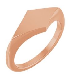 57799 14K Rose Geometric 7.6 X 15.5 Mm Brush Polished Geometric Signet Ring