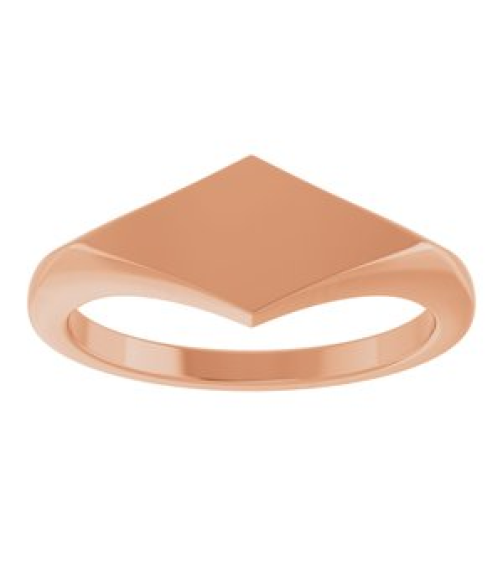 57799 14K Rose Geometric 7.6 X 15.5 Mm Brush Polished Geometric Signet Ring