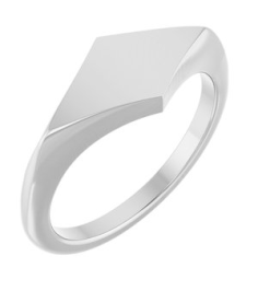 57799 Platinum Geometric 7.6 X 15.5 Mm Brush Polished Geometric Signet Ring