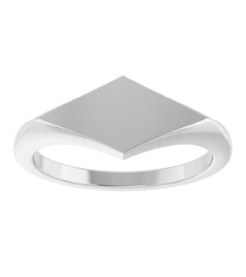 57799 Platinum Geometric 7.6 X 15.5 Mm Brush Polished Geometric Signet Ring