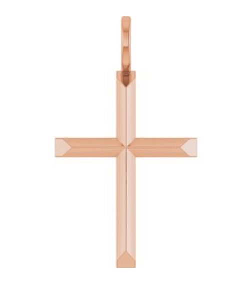 R50005 Pendant 14K Rose 23 X 13 Mm Polished Knife Edge Cross Pendant