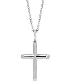 R50005 Necklace Sterling Silver 23 X 13 Mm 16-18 In Polished Knife Edge Cross Necklace