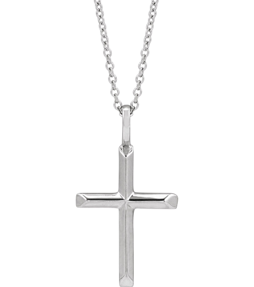 R50005 Necklace Sterling Silver 23 X 13 Mm 16-18 In Polished Knife Edge Cross Necklace