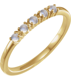 72176 Ring Set 14K Yellow Natural Rainbow Moonstone Round 2 Mm Polished Natural Rainbow Moonstone Cabochon Stackable Ring
