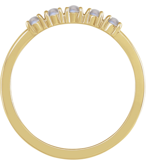 72176 Ring Set 14K Yellow Natural Rainbow Moonstone Round 2 Mm Polished Natural Rainbow Moonstone Cabochon Stackable Ring