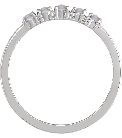 72176 Ring Set Sterling Silver Natural Rainbow Moonstone Round 2 Mm Polished Natural Rainbow Moonstone Cabochon Stackable Ring